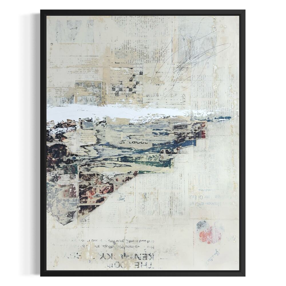Original Mixed Media Modern Art Collage Painting 18x24 "Lucre" Signed